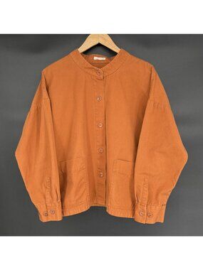 Eileen Fisher Organic Cotton Mandarin Collar Jacket XL/2X Orange Oversized Boxy